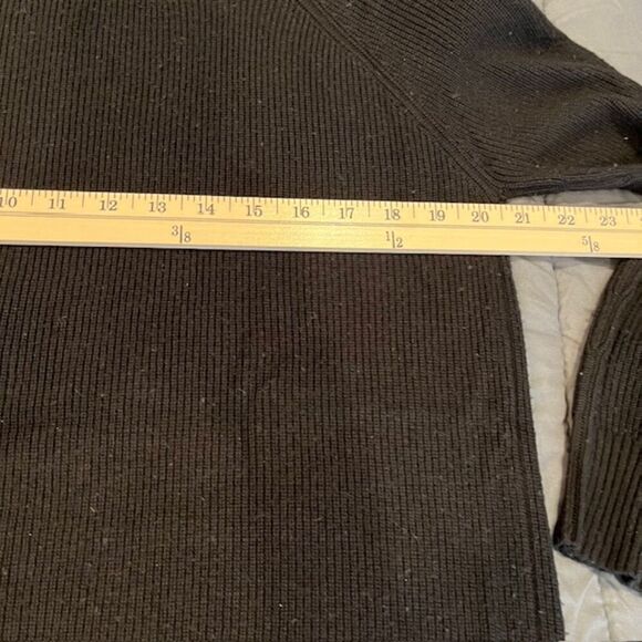 Michael Stars Cashmere Wool Blend Black Ribbed Knit Cowl Neck Sweater Size Med - Picture 6 of 8